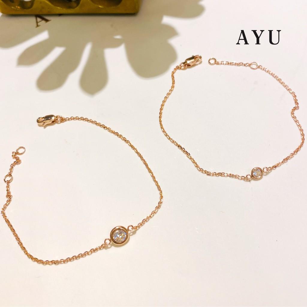 AYU Gelang Emas Korea - Bezel Chain Bracelet 17K Rose Gold