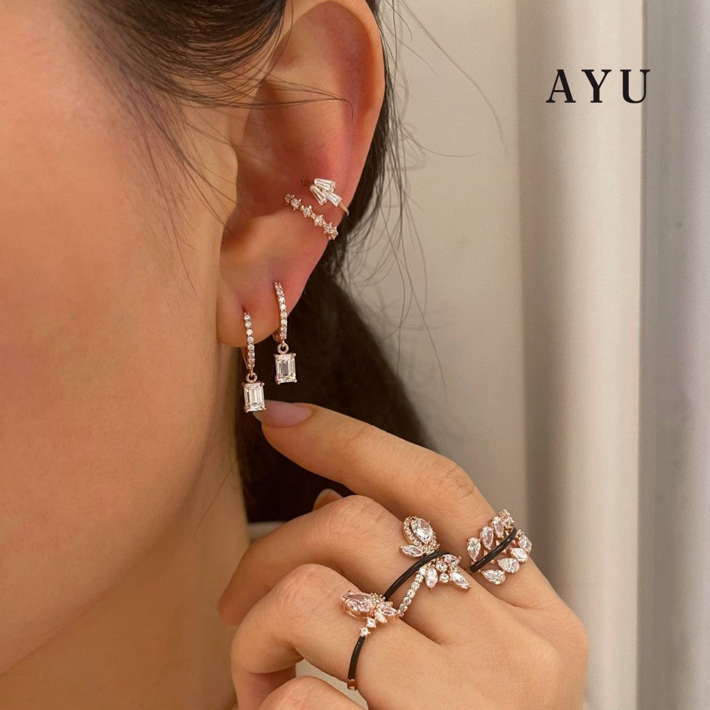 AYU Anting Emas - Pave Mini Studs Earcuff 17k Rose Gold