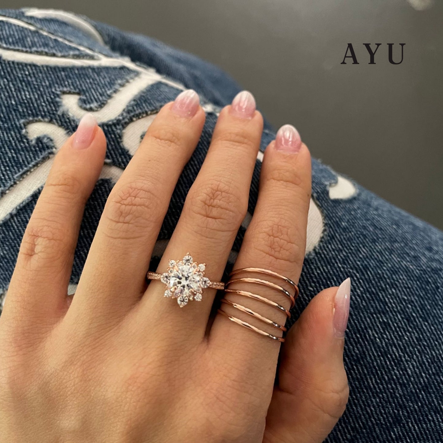 AYU 5 GOLD STACK RING 17K ROSE GOLD