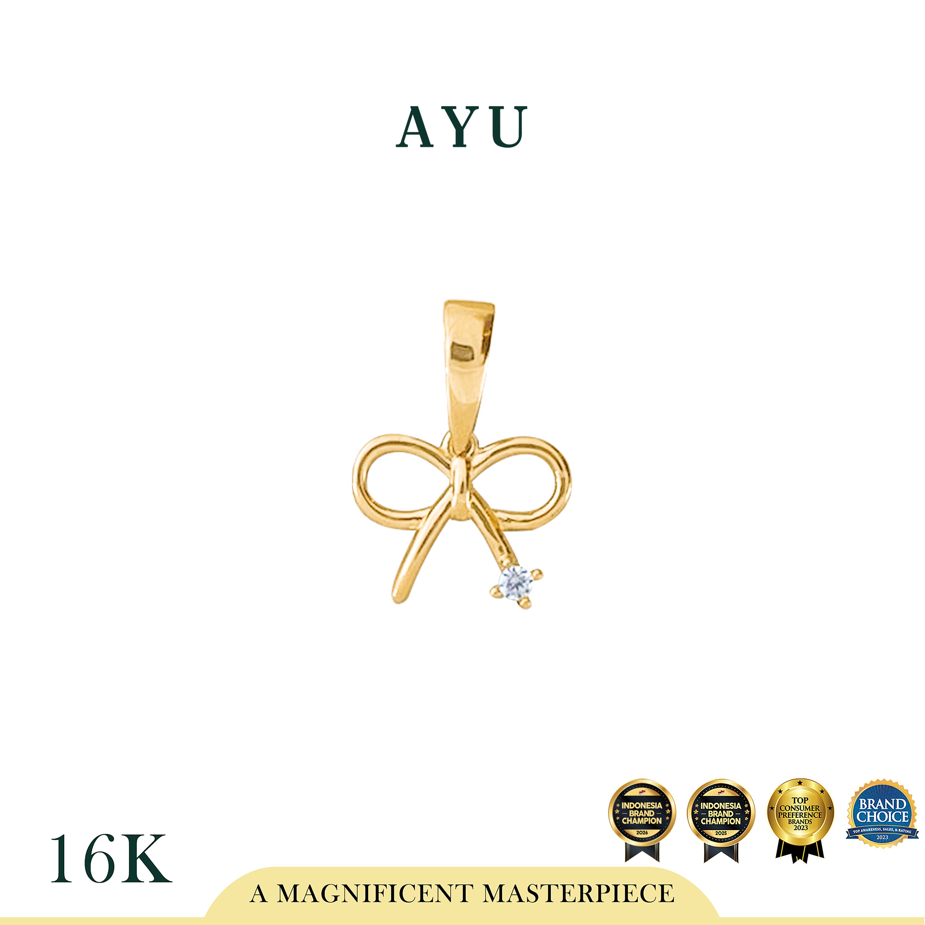 AYU Liontin Emas - Gold Ribbon With Mini Sparkle Pendant 16k Yellow Gold