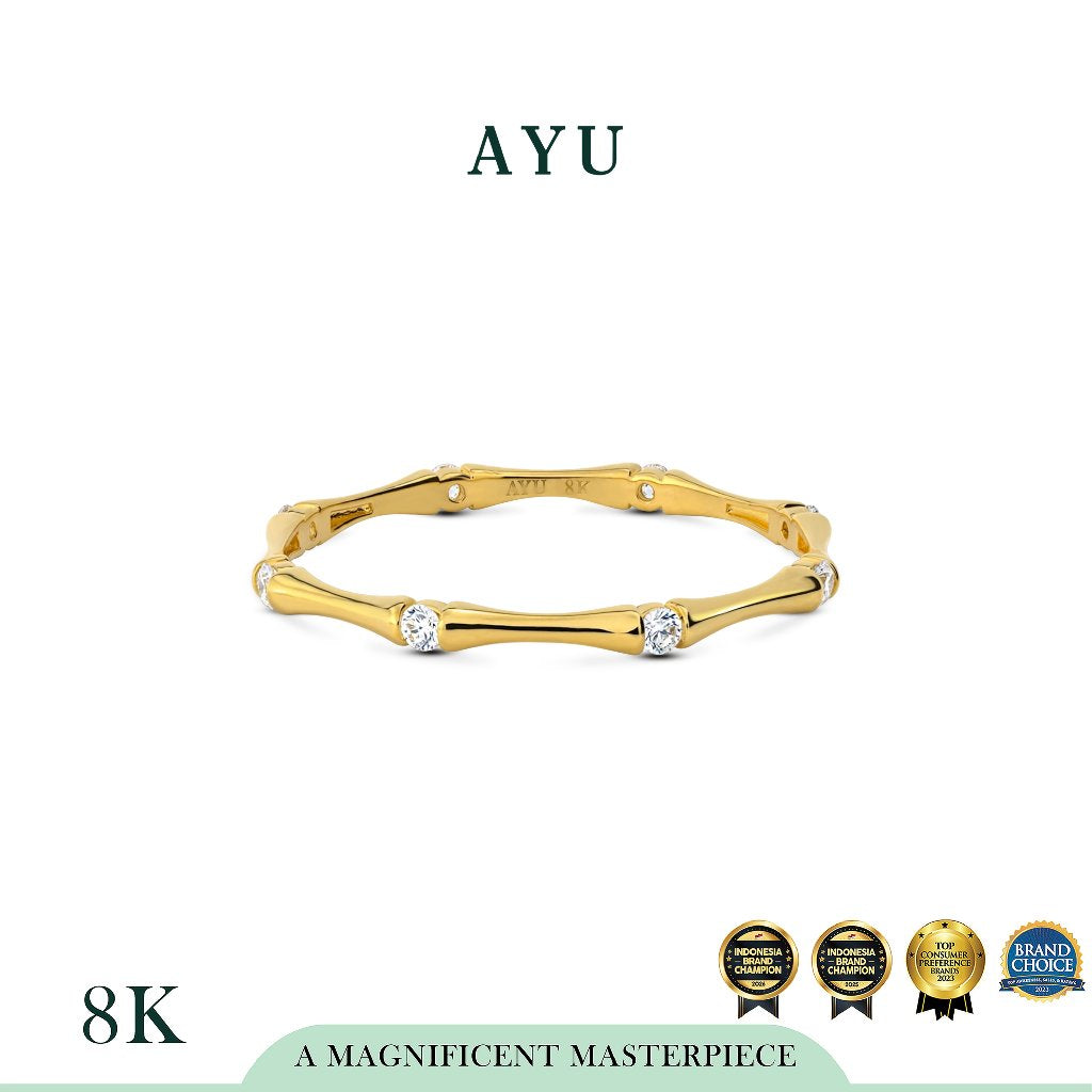 AYU Space Bamboo Ring 8k Yellow Gold R.14