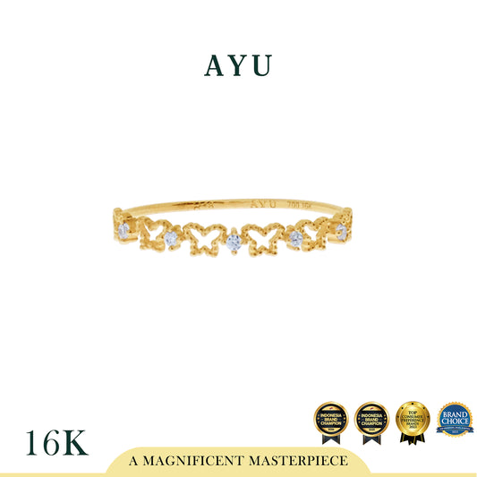 AYU Cincin Emas-Twinkling Mini Butterflies Ring 16k Yellow Gold