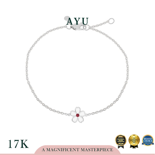 AYU Gelang Emas - Kawaii Sakura Chain Bracelet 17k White Gold