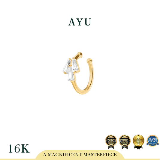 AYU Anting Emas - 3 Baguette Earcuff 16k Yellow Gold