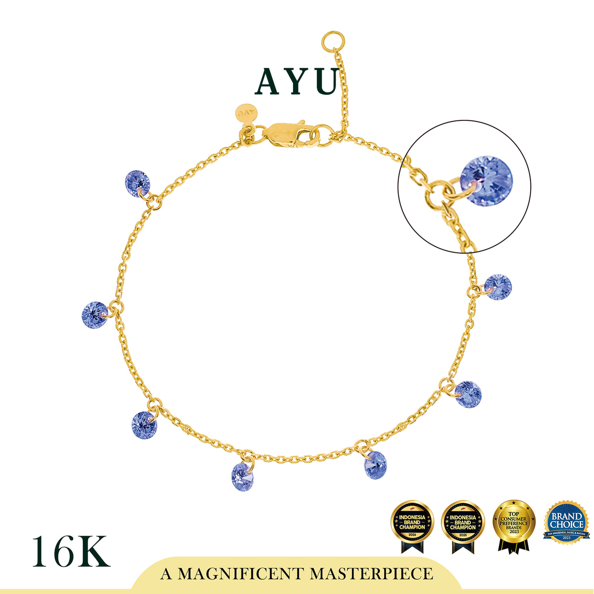 AYU Gelang Emas Korea - 8 Candy Pop Chain bracelet 16K Yellow Gold