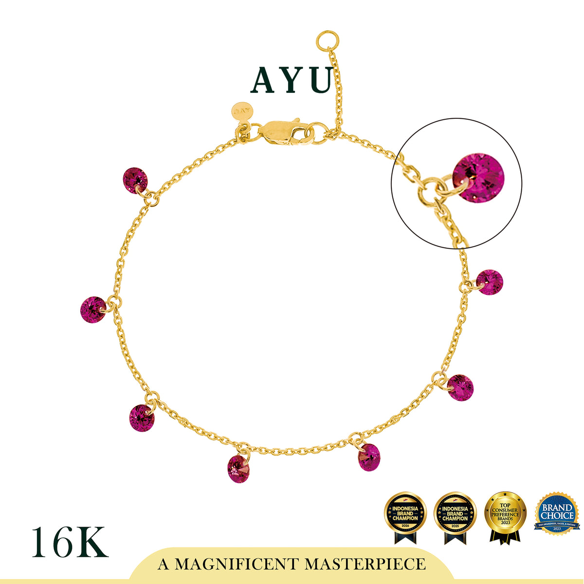 AYU Gelang Emas Korea - 8 Candy Pop Chain bracelet 16K Yellow Gold