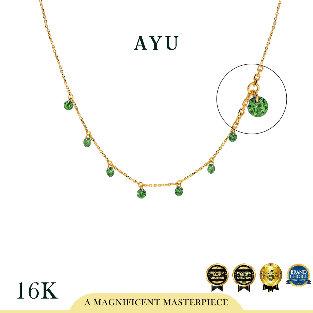 AYU Kalung Emas Korea - 8 Candy Pop Chain Necklace 16K Yellow Gold