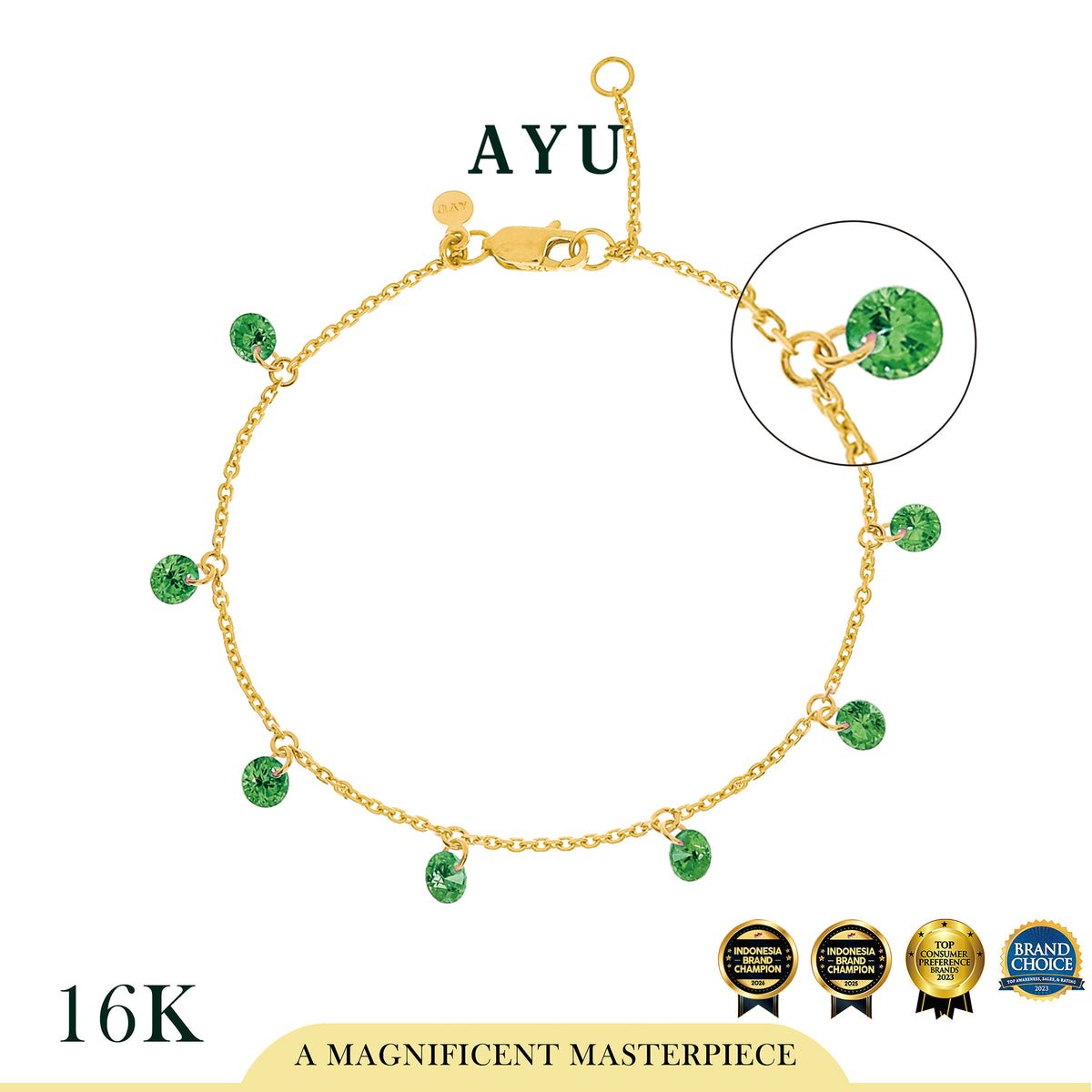 AYU Gelang Emas Korea - 8 Candy Pop Chain bracelet 16K Yellow Gold