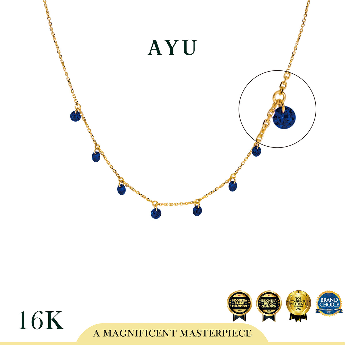 AYU Kalung Emas Korea - 8 Candy Pop Chain Necklace 16K Yellow Gold