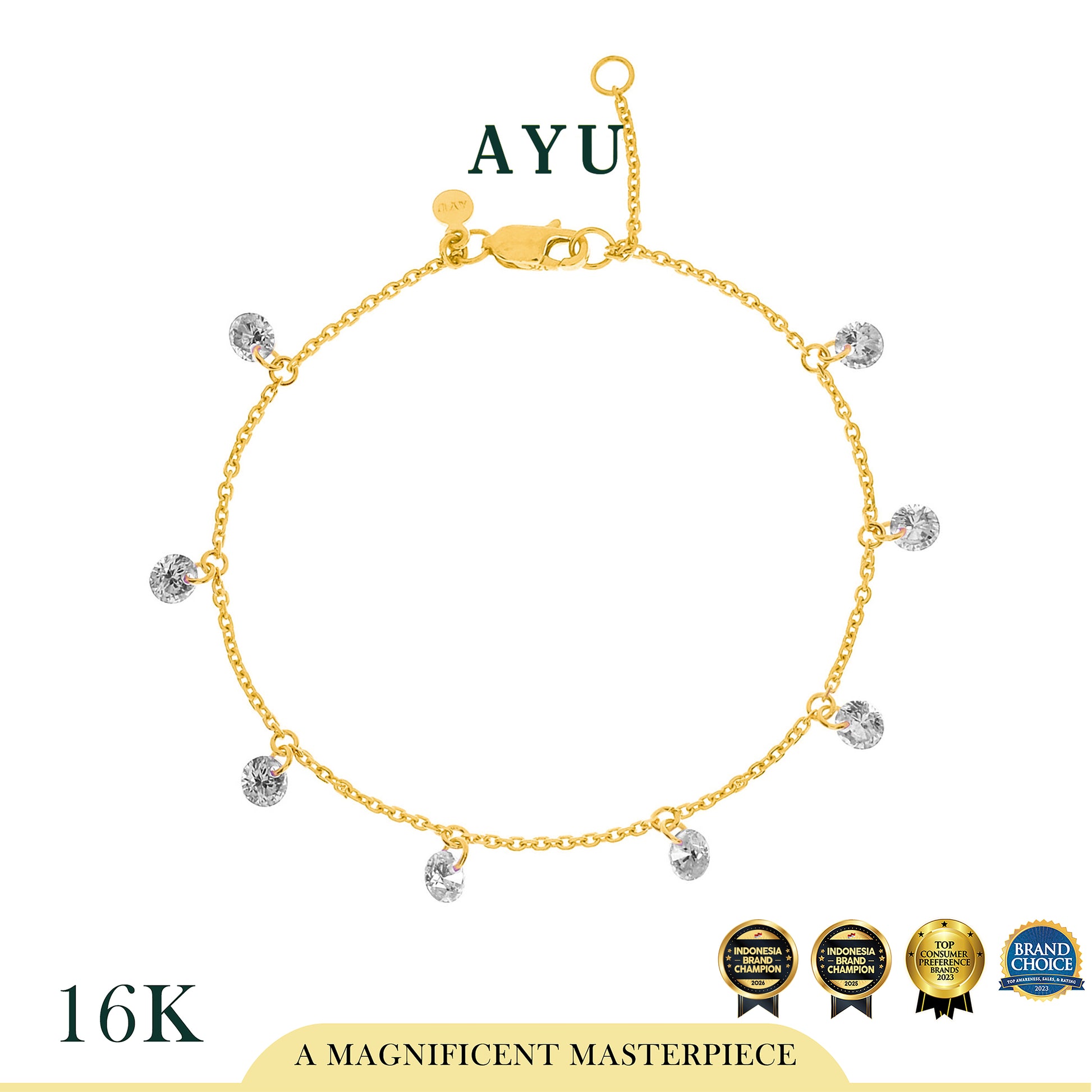 AYU Gelang Emas Korea - 8 Candy Pop Chain bracelet 16K Yellow Gold