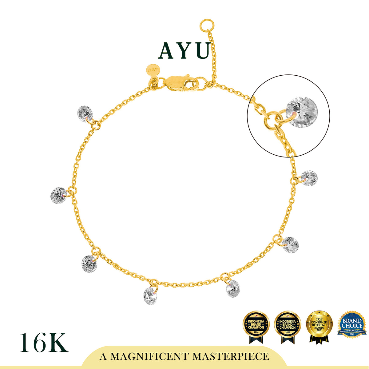 AYU Gelang Emas Korea - 8 Candy Pop Chain bracelet 16K Yellow Gold