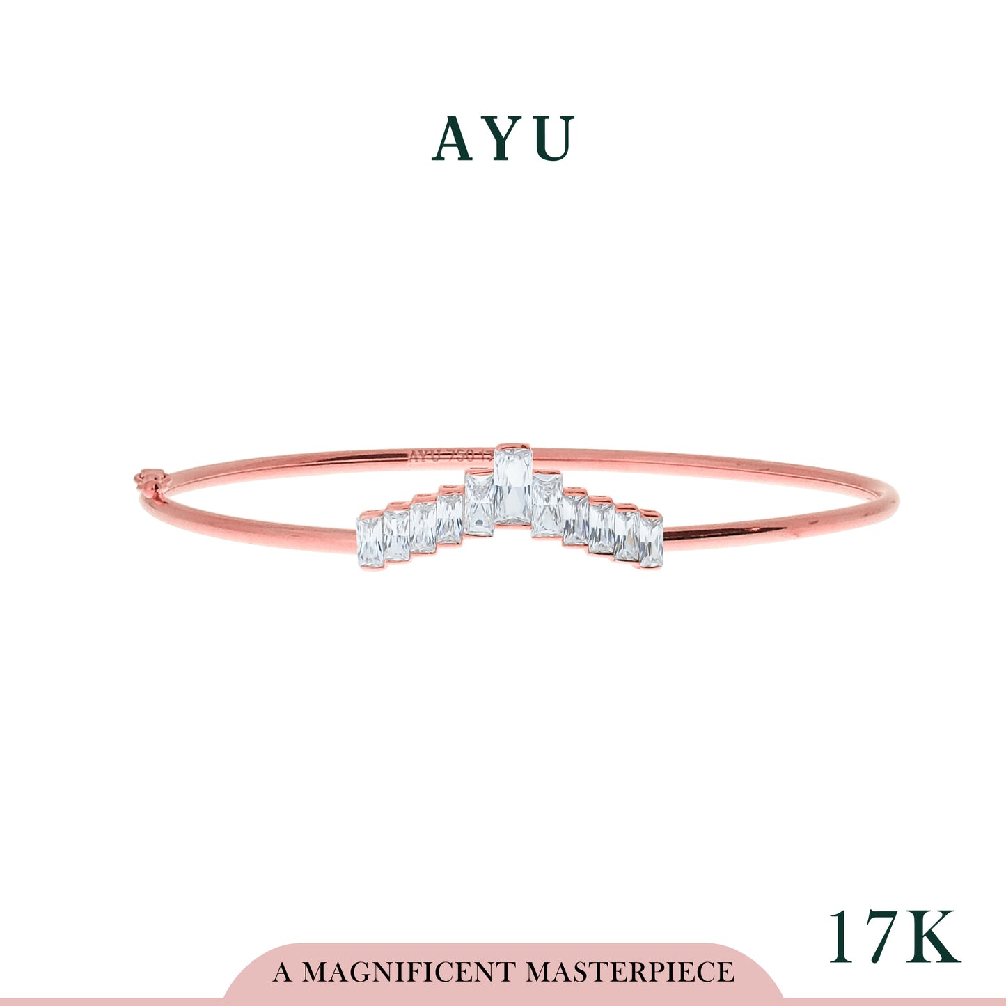 AYU Gelang Emas-Baguette Chevron Wire Bangle 17k Rose Gold