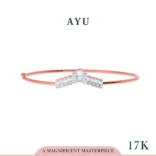 AYU Gelang Emas-Baguette Chevron Wire Bangle 17k Rose Gold