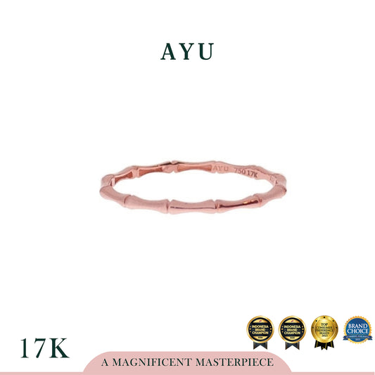 AYU Cincin Emas - Bamboo Stack 17K Rose Gold