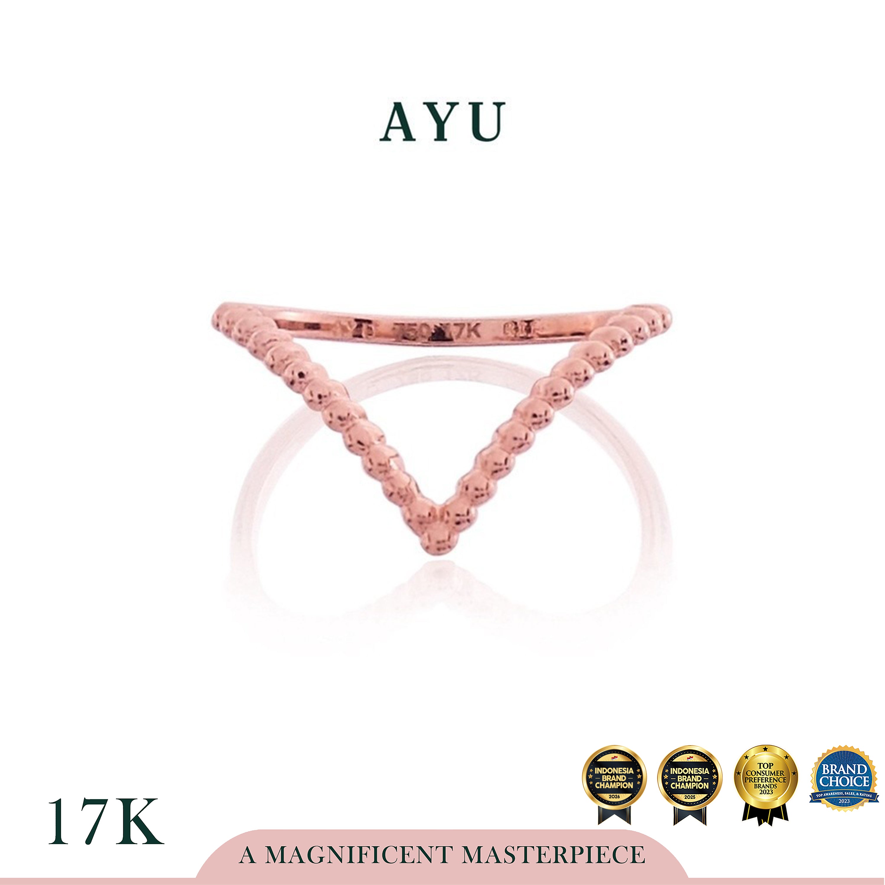 AYU Beaded Chevron Ring 17K Rose Gold