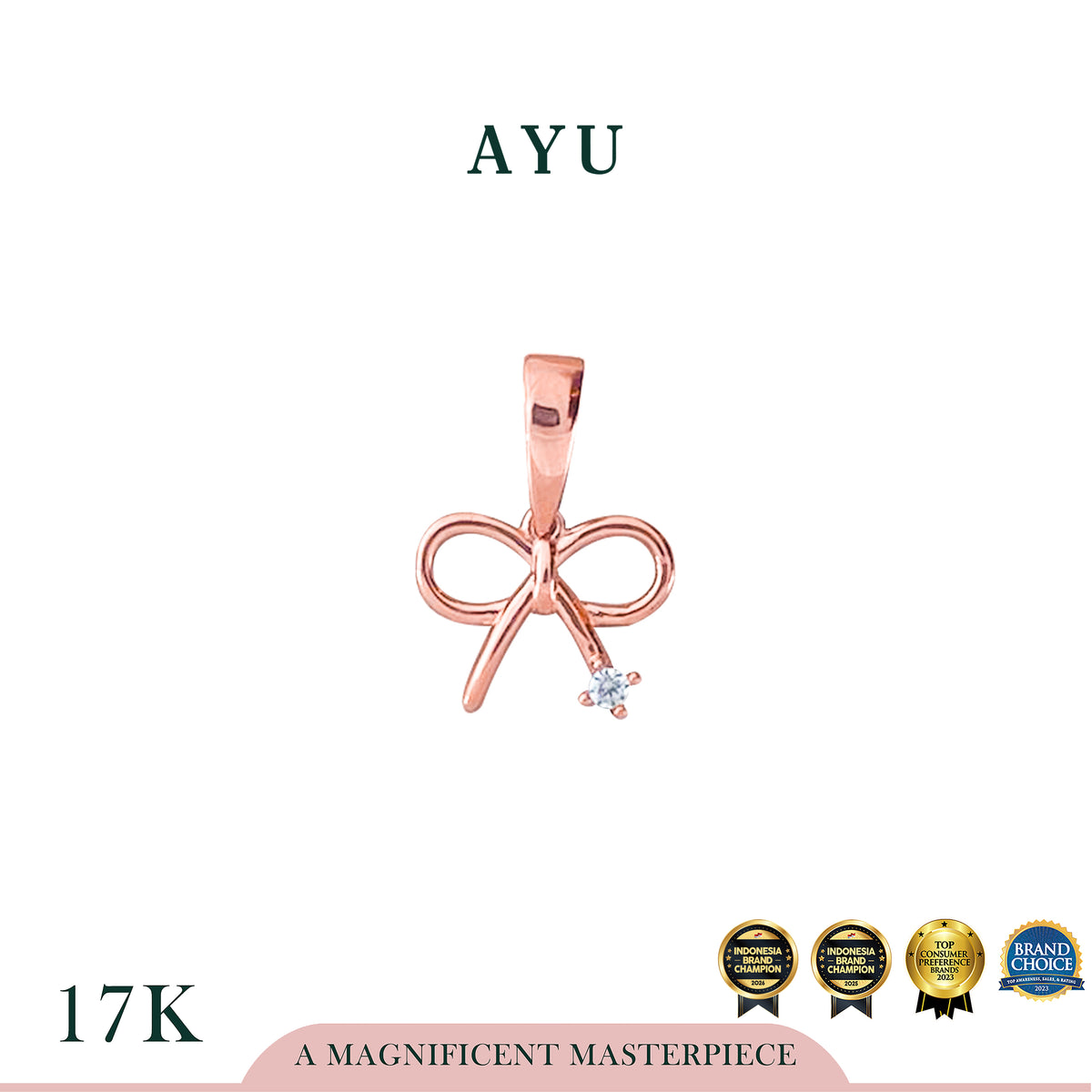 AYU Liontin Emas - Gold Ribbon With Mini Sparkle Pendant 17k Rose & White Gold