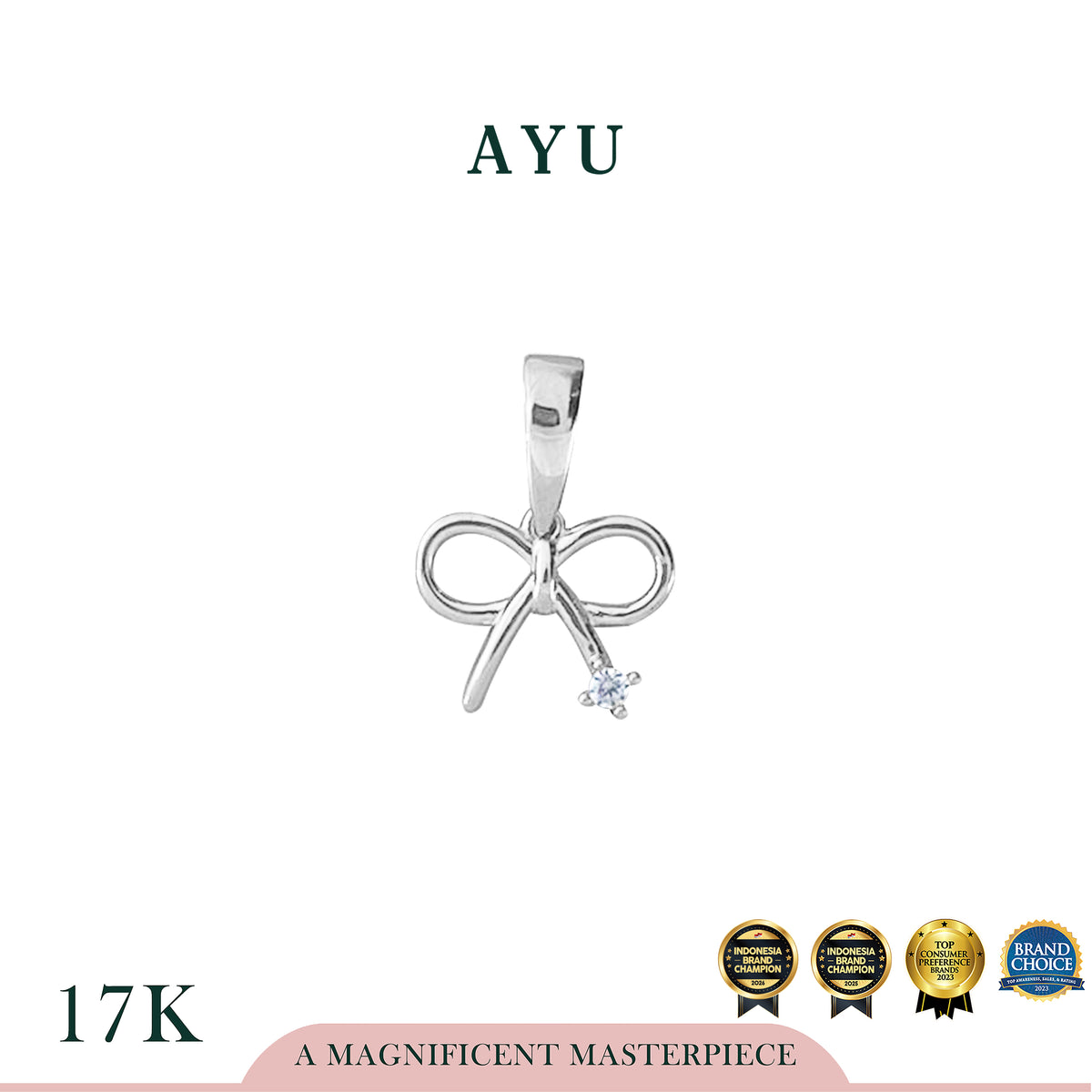 AYU Liontin Emas - Gold Ribbon With Mini Sparkle Pendant 17k Rose & White Gold