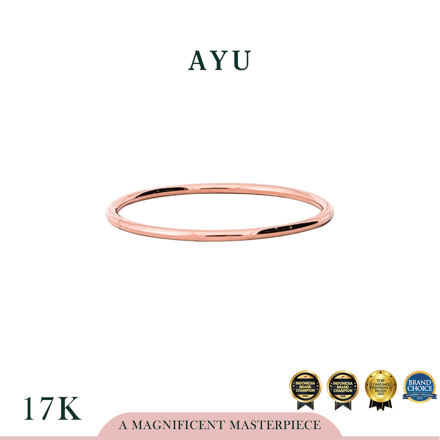 AYU Cincin Emas - Golden Benang Ring 17k Rose Gold