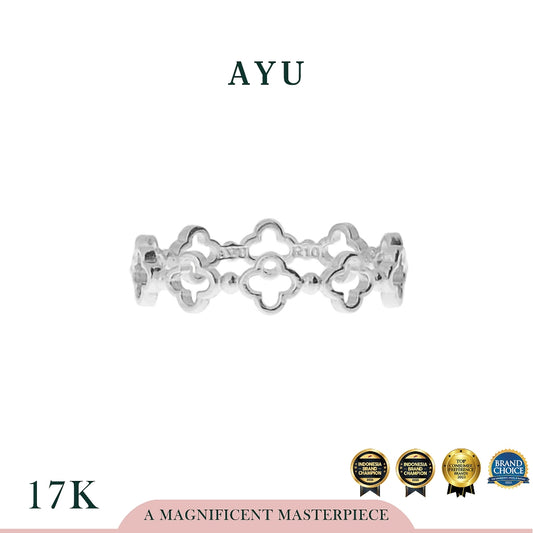 AYU Cincin Emas - Golden Line Clover Stack 17k White Gold