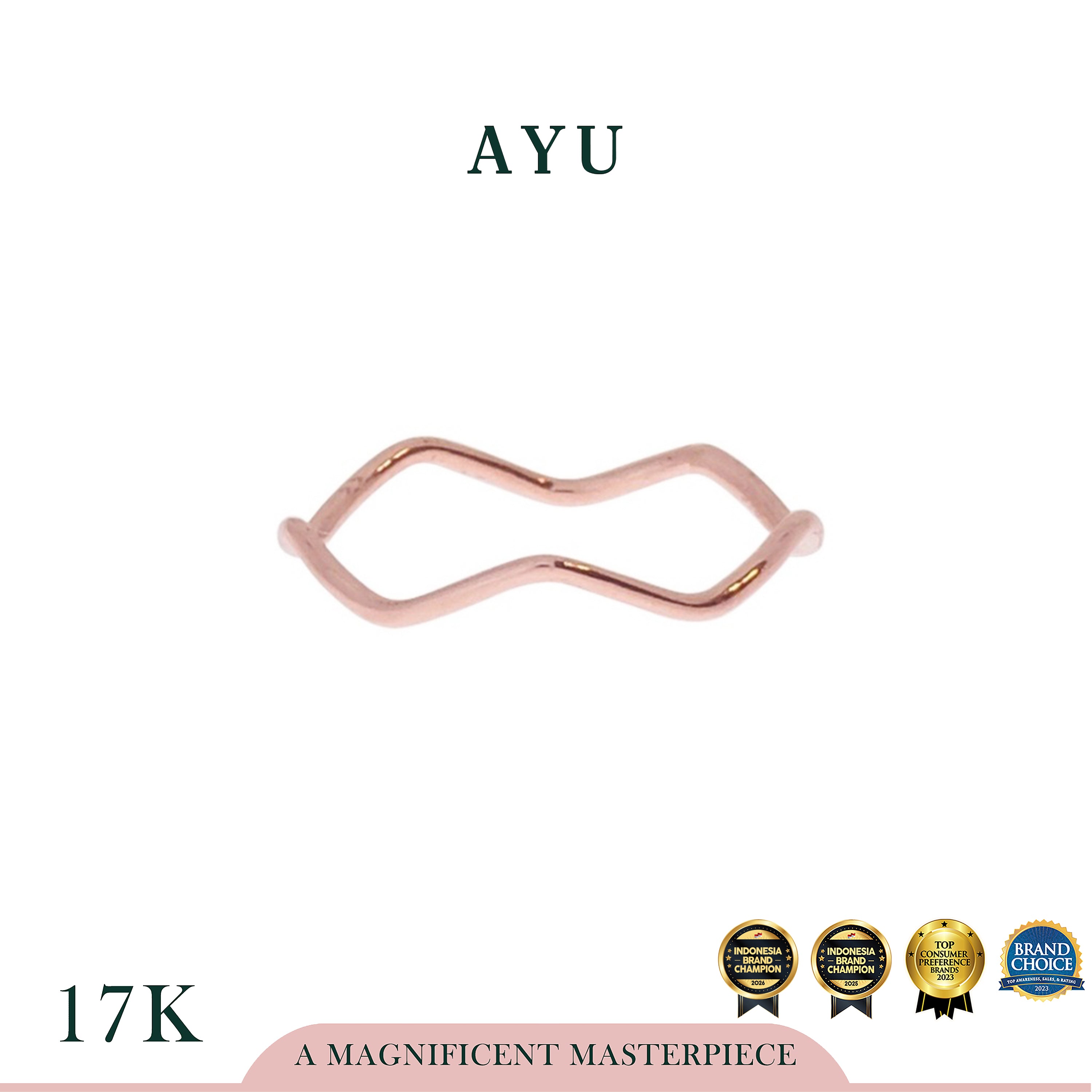 AYU Cincin Emas -Slow Wave Stack 17K Rose Gold