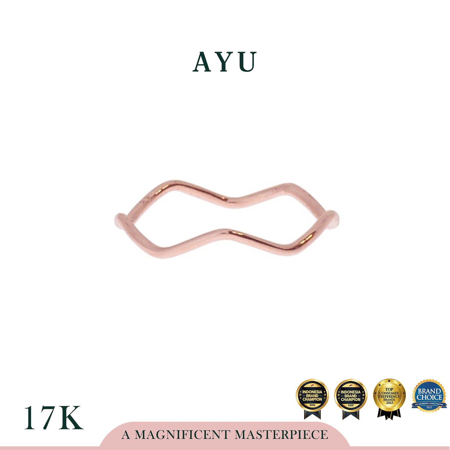 AYU Cincin Emas -Slow Wave Stack 17K Rose Gold