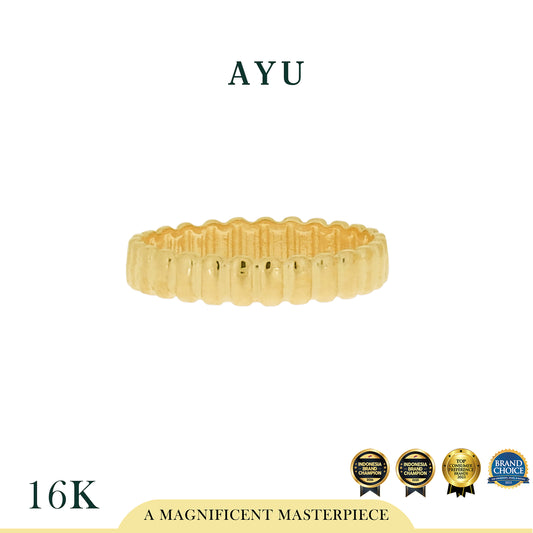 AYU Cincin Emas - Small Gold Eclaire Stack 16k Yellow Gold