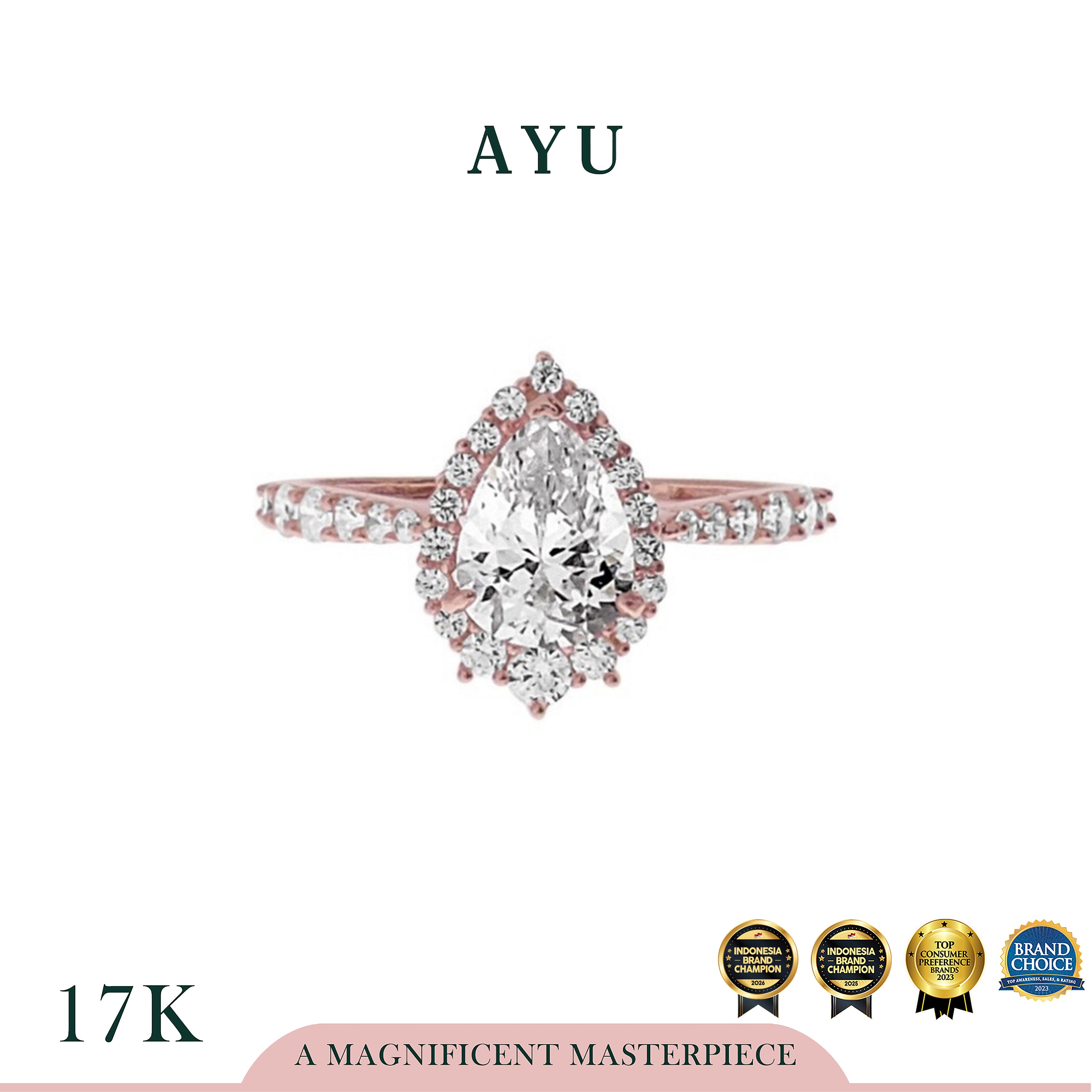 AYU Teardrop Grecian Solitaire 17k Rose Gold