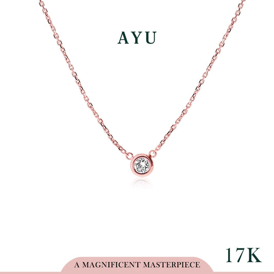 AYU Kalung Emas - Bezel Chain Necklace 17K Rose Gold