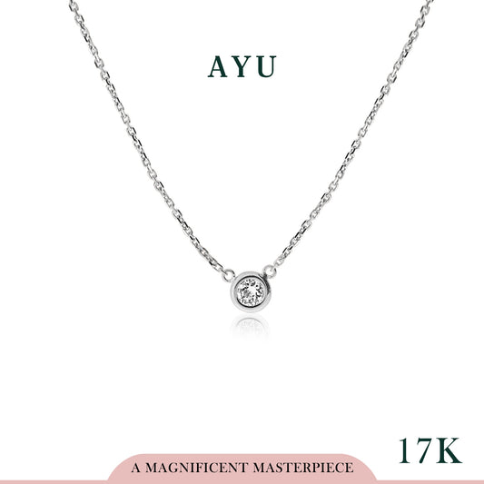 AYU Kalung Emas - Bezel Chain Necklace 17K White Gold