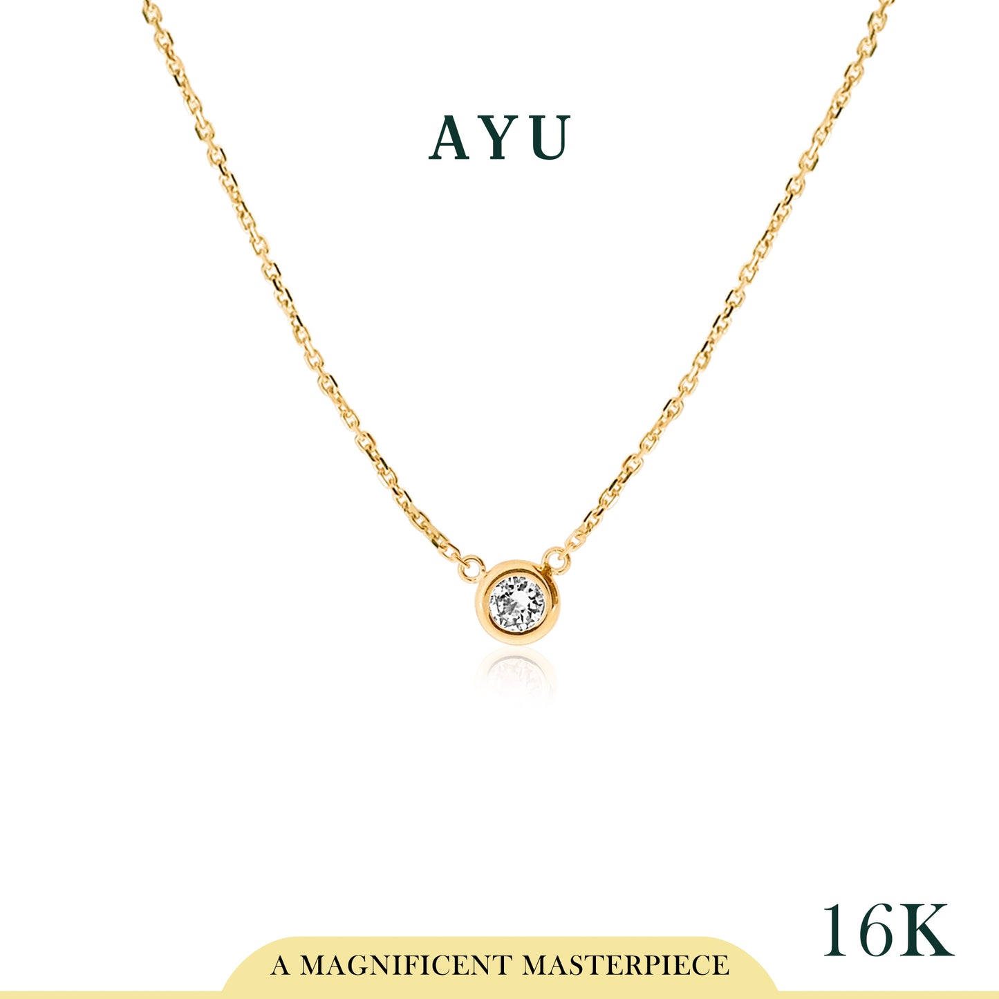 AYU Kalung Emas - Bezel Chain Necklace 16K Yellow Gold