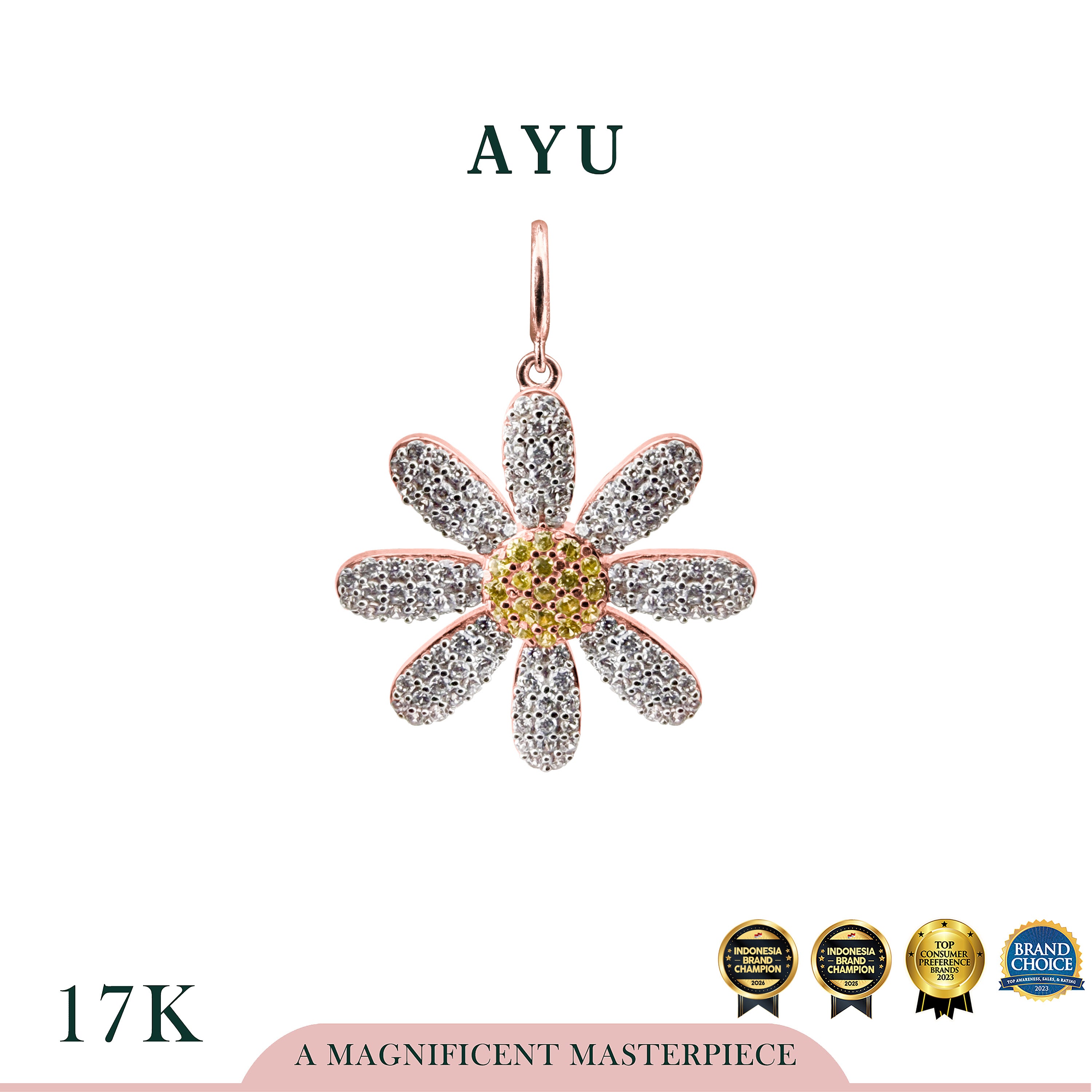 AYU Liontin Emas - Blooming G Daisy Pendant 17k Rose Gold