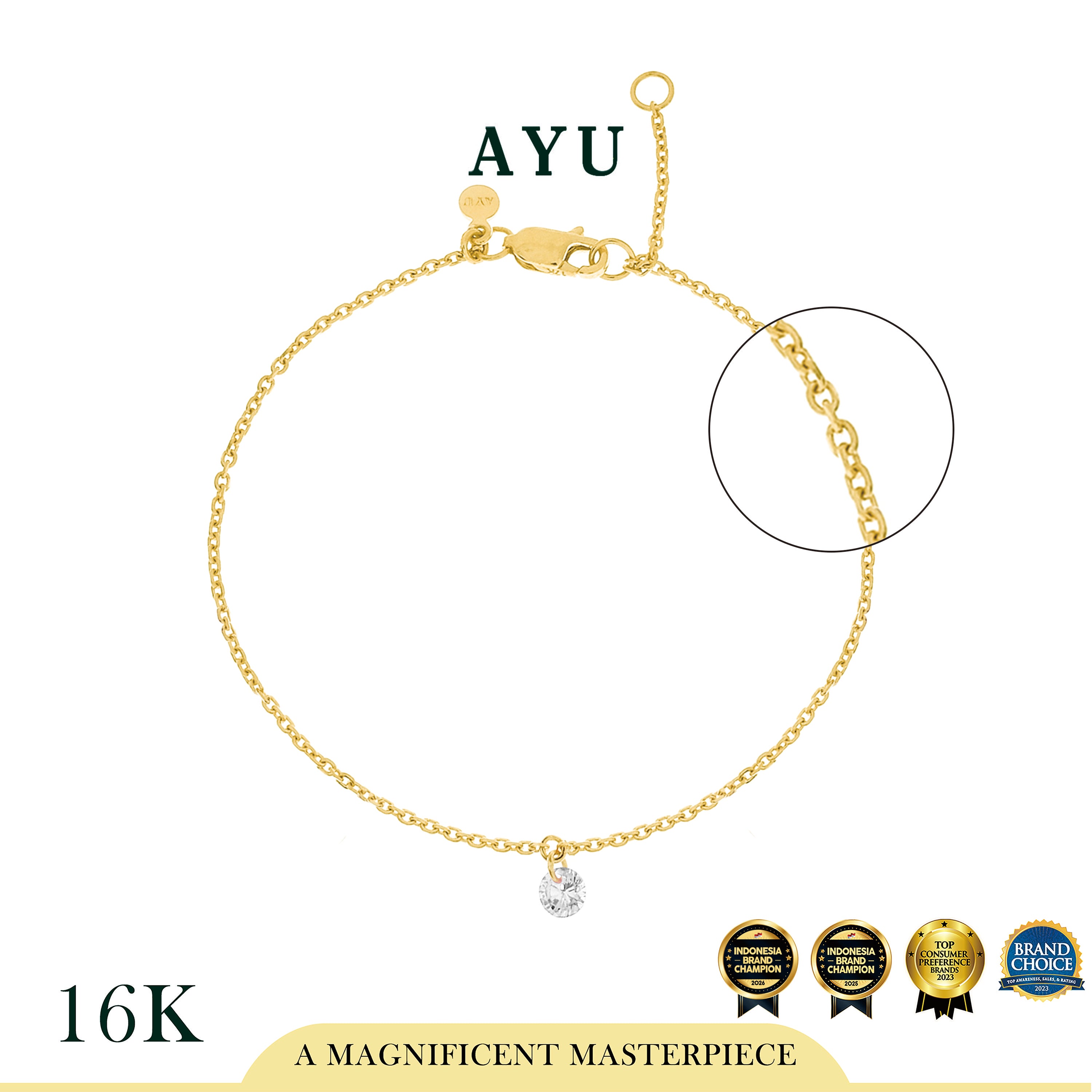 AYU Gelang Emas Korea - Candy Pop Chain Bracelet 16k Yellow Gold
