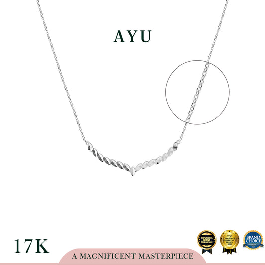 AYU Kalung Emas - Angel Vine Chevron Bling Chain Necklace 17k White Gold