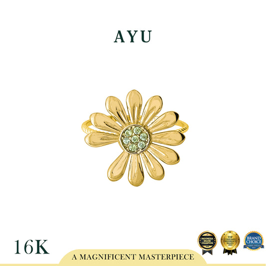 AYU Cincin Emas - Golden G Daisy Twist Ring 16k Yellow Gold