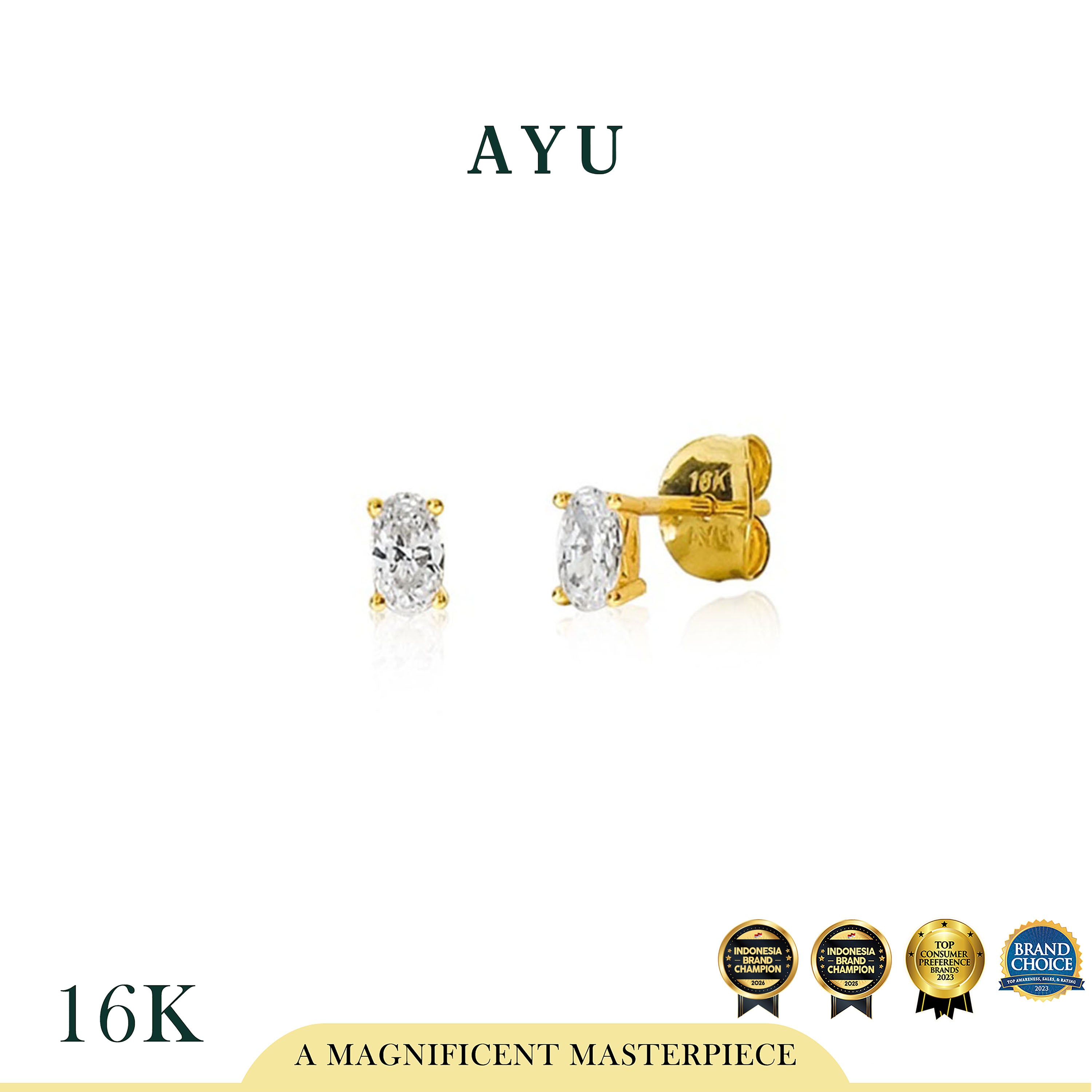 The AYU Djudju Solitaire Stud 16k Yellow Gold