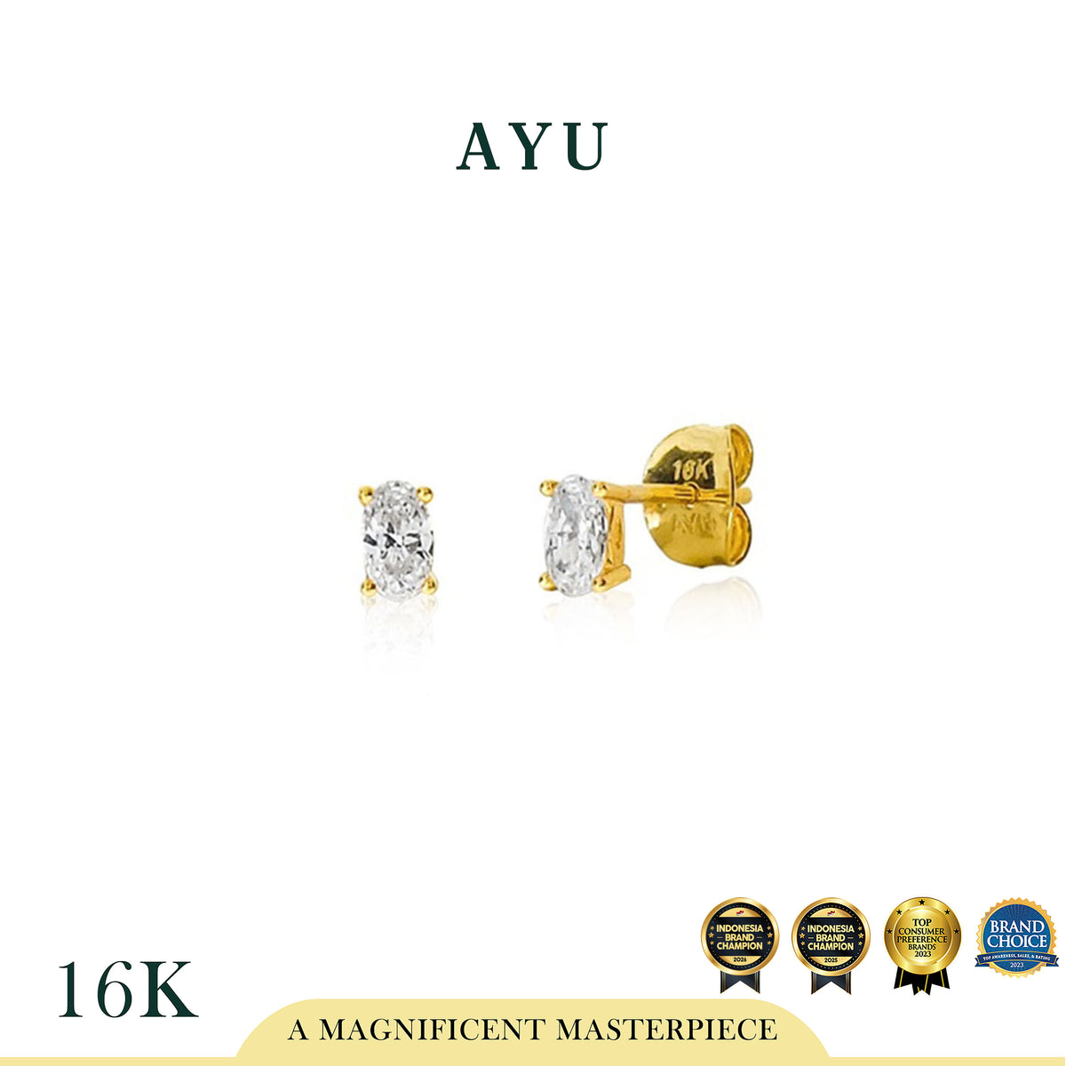The AYU Djudju Solitaire Stud 16k Yellow Gold