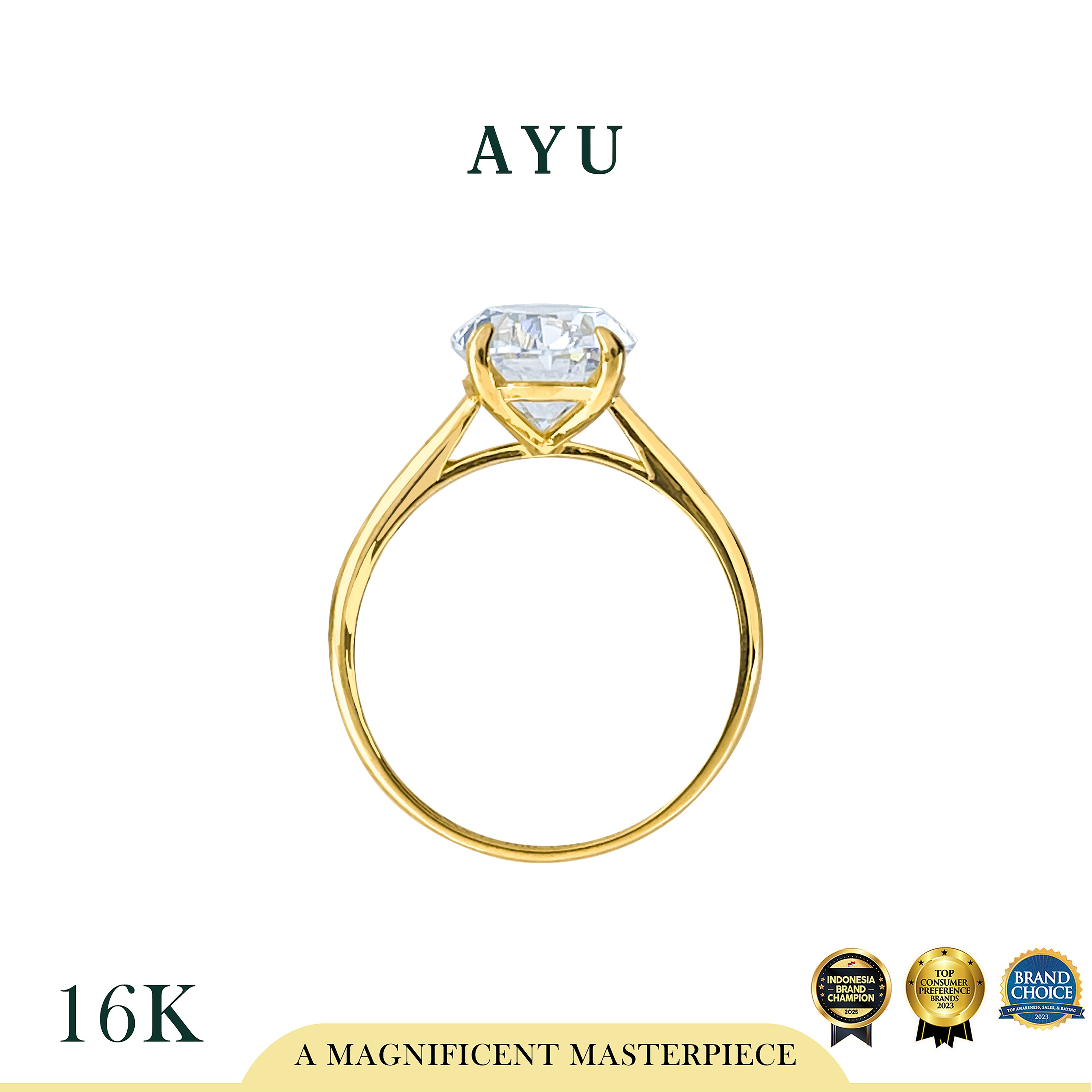 The AYU Djudju Solitaire Ring 16k Yellow Gold