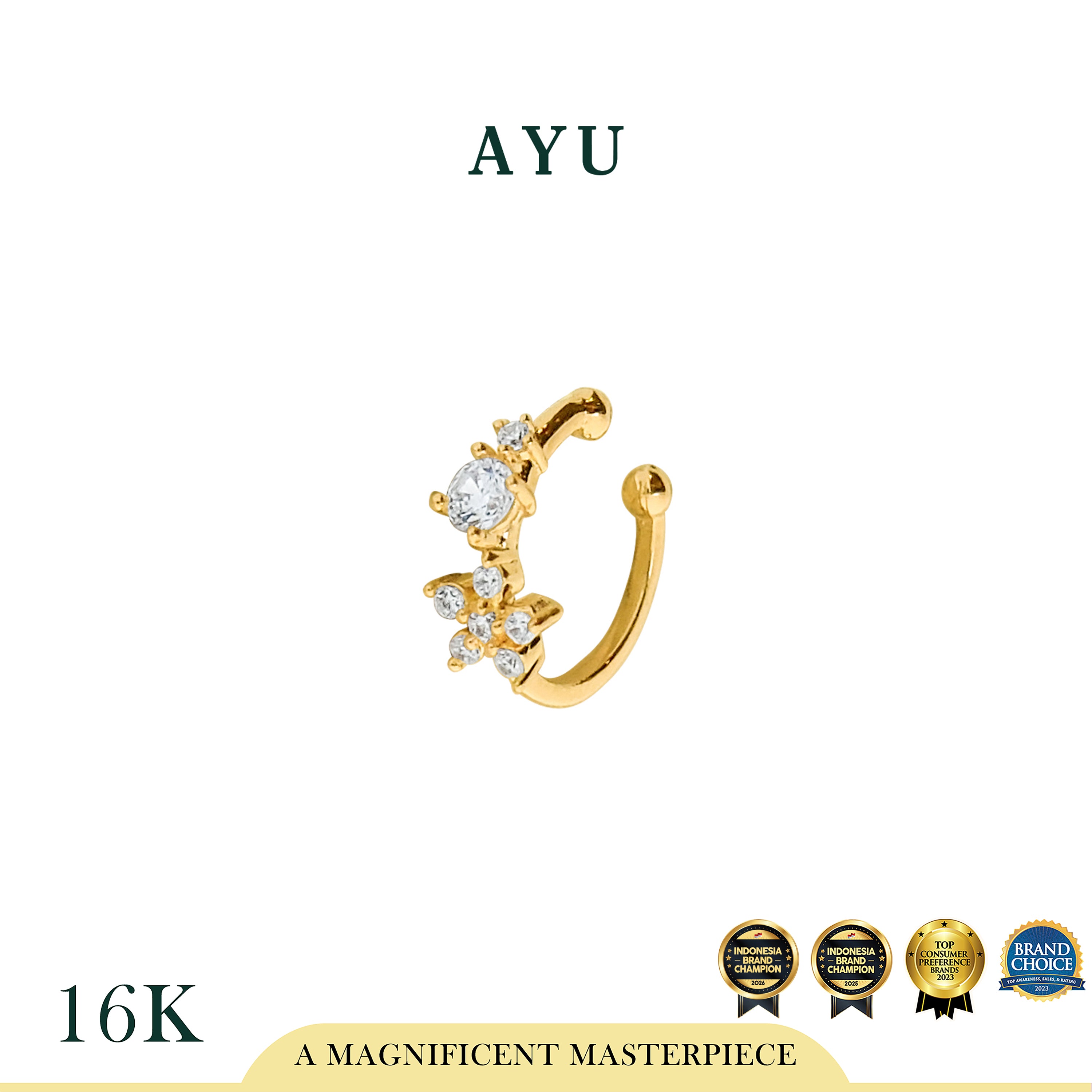 AYU Anting Emas - Garden Party Flower Earcuff 16K Yellow Gold