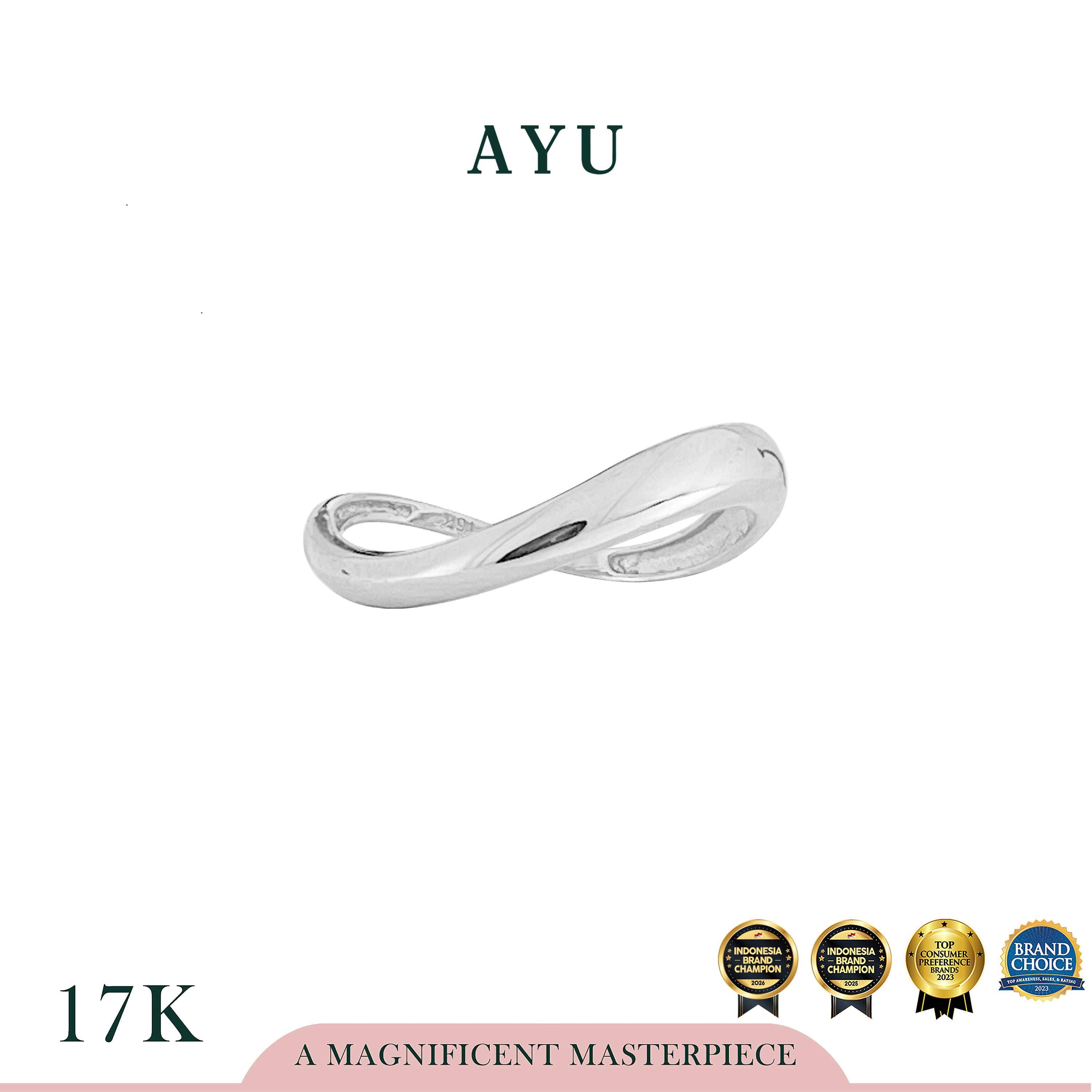 AYU Cincin Emas - Gold Floating Ring 17k White Gold
