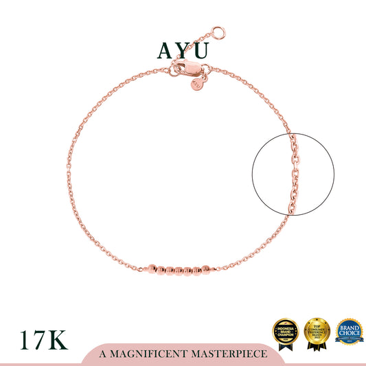 AYU Gelang Emas - Gold Mini Boba Bar Chain Bracelet 17k Rose Gold
