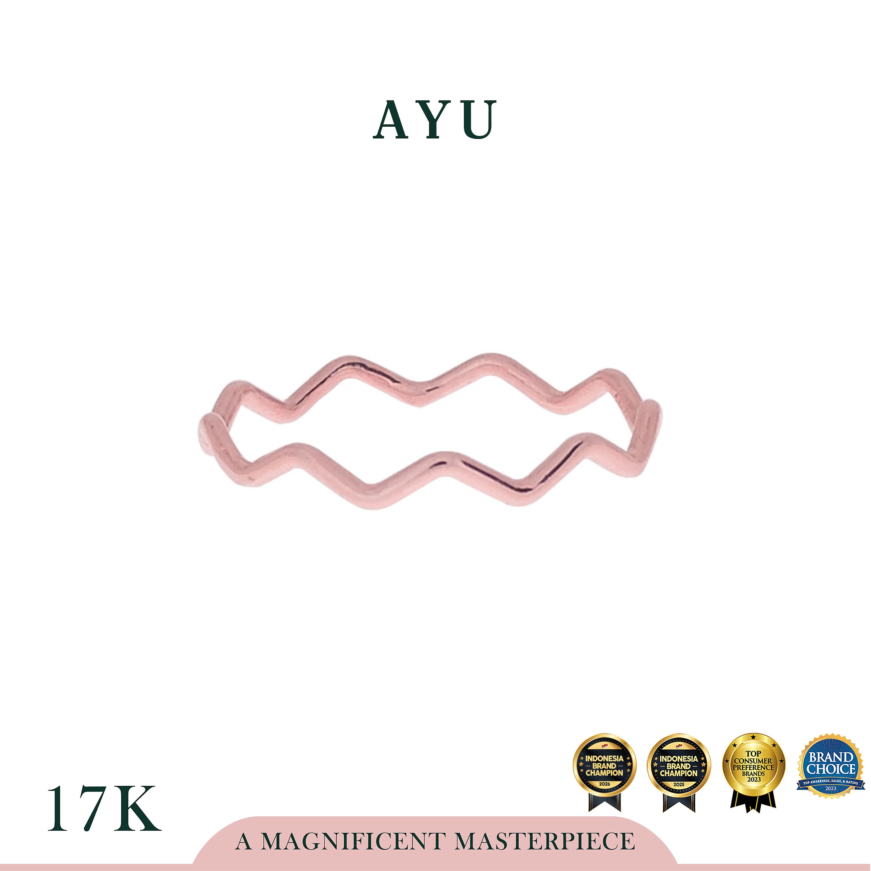 AYU Cincin Emas - Gold Wave Stack 17K Rose Gold
