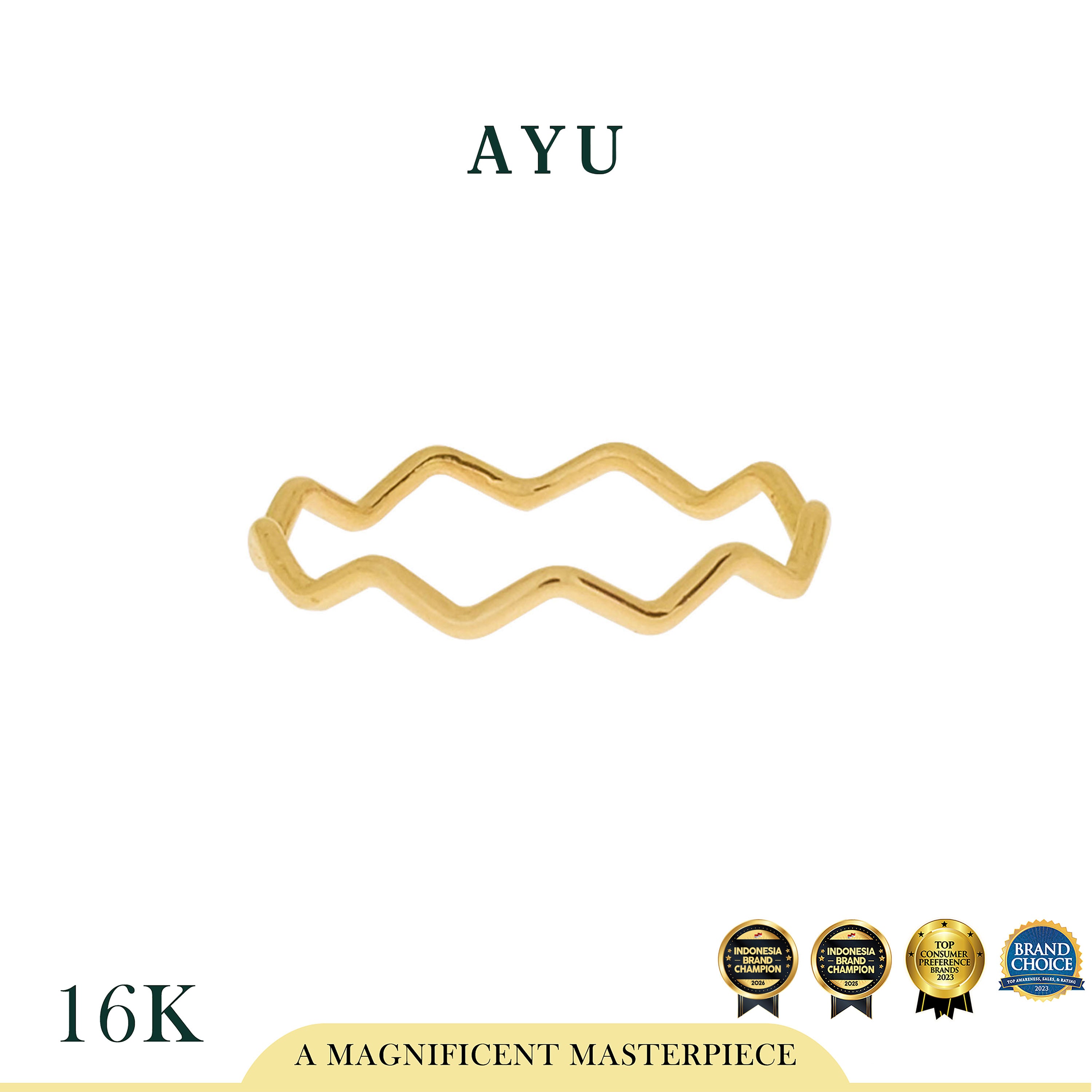 AYU Cincin Emas - Gold Wave Stack 16k Yellow Gold