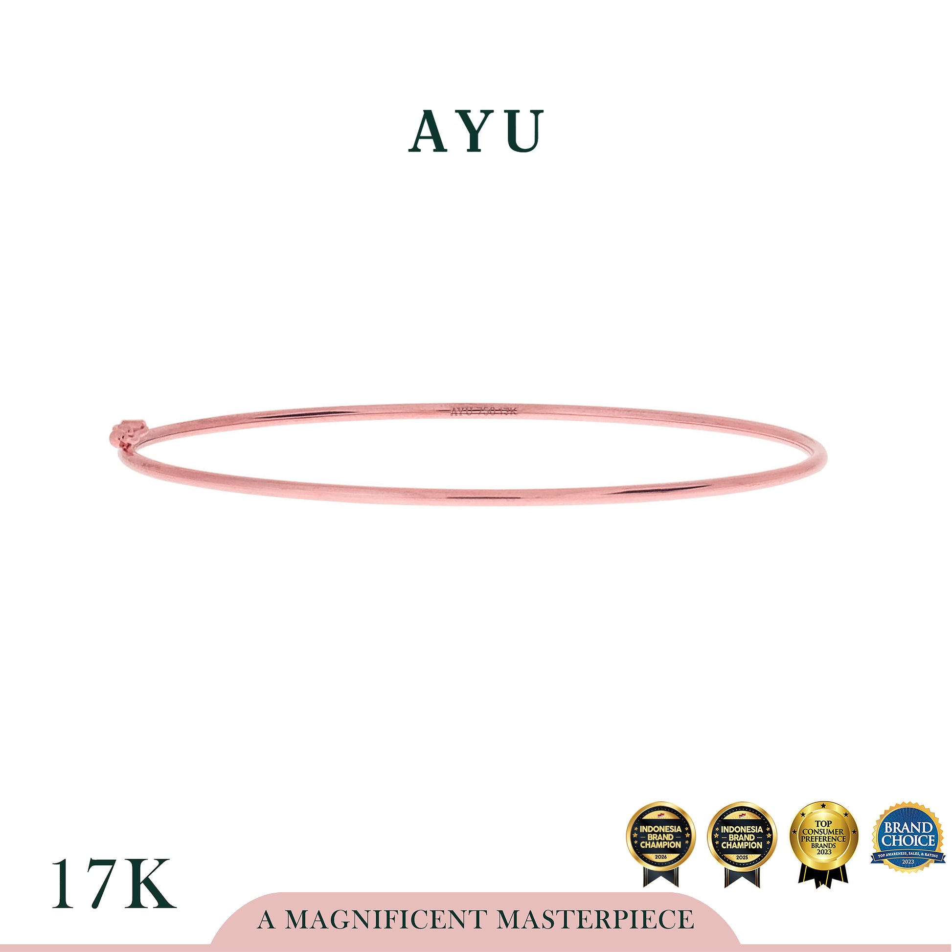 AYU Gelang Emas - Gold Wire Bangle # 3 17k Rose Gold