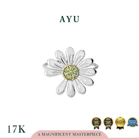 AYU Cincin Emas - Golden G Daisy Twist Ring 17k White Gold