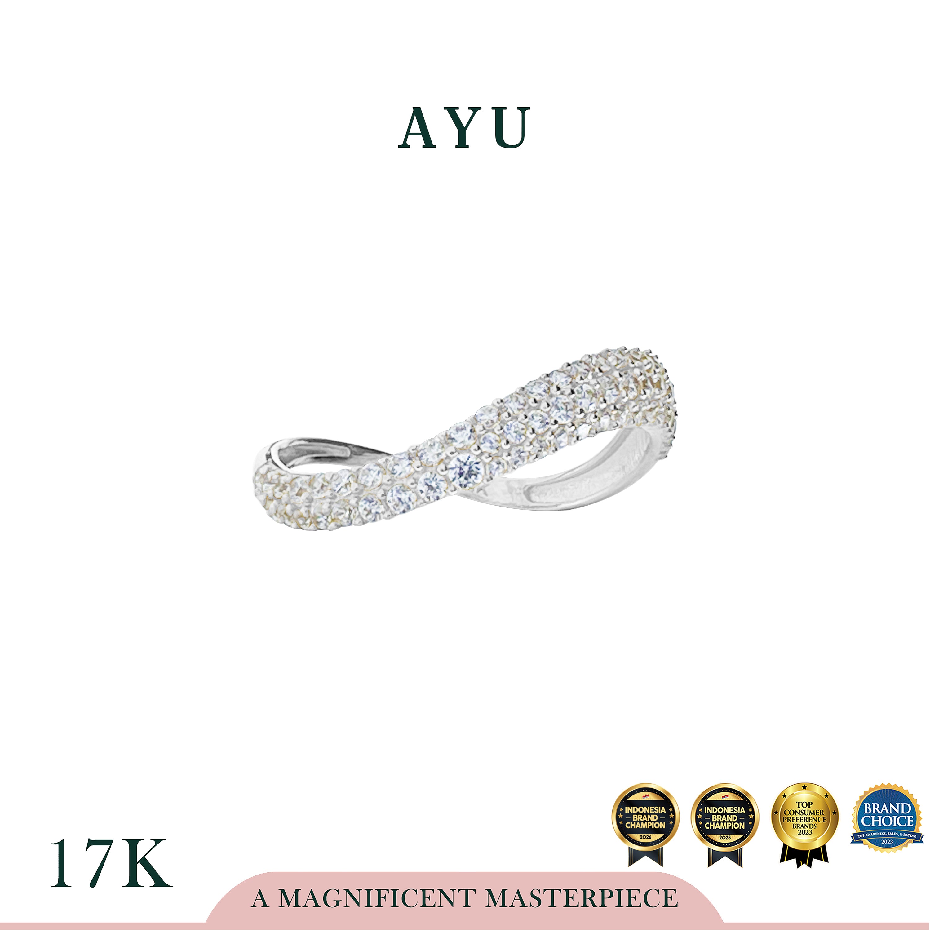 AYU Cincin Emas - Pave Floating Ring 17k White Gold