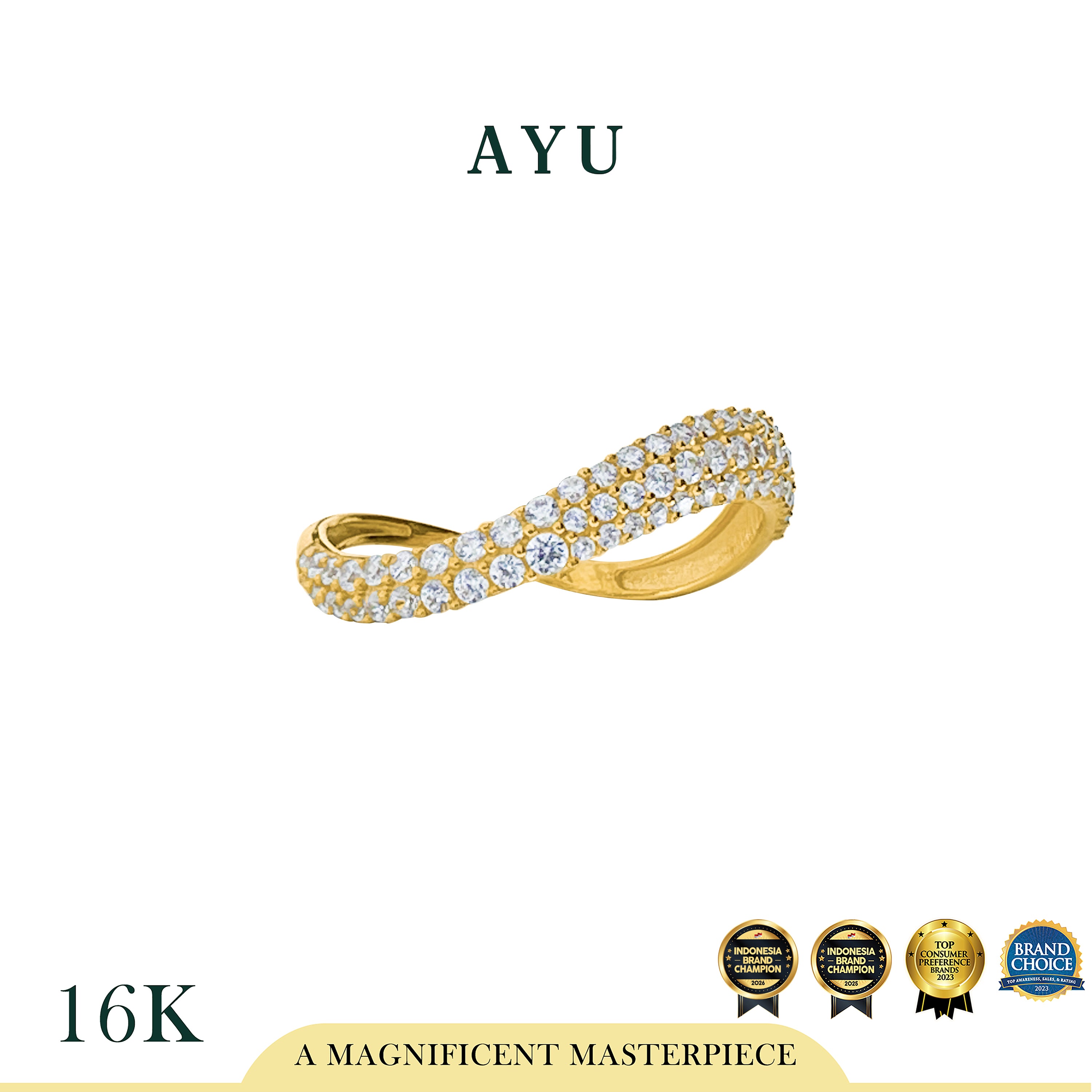 AYU Cincin Emas - Pave Floating Ring 16k Yellow Gold