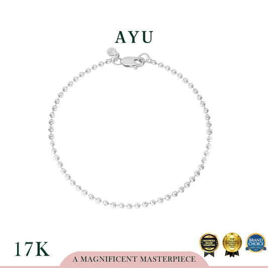 AYU Gelang Emas - Pepper Beads Chain Bracelet 17k White Gold