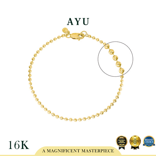 AYU Gelang Emas - Pepper Beads Chain Bracelet 16k Yellow Gold
