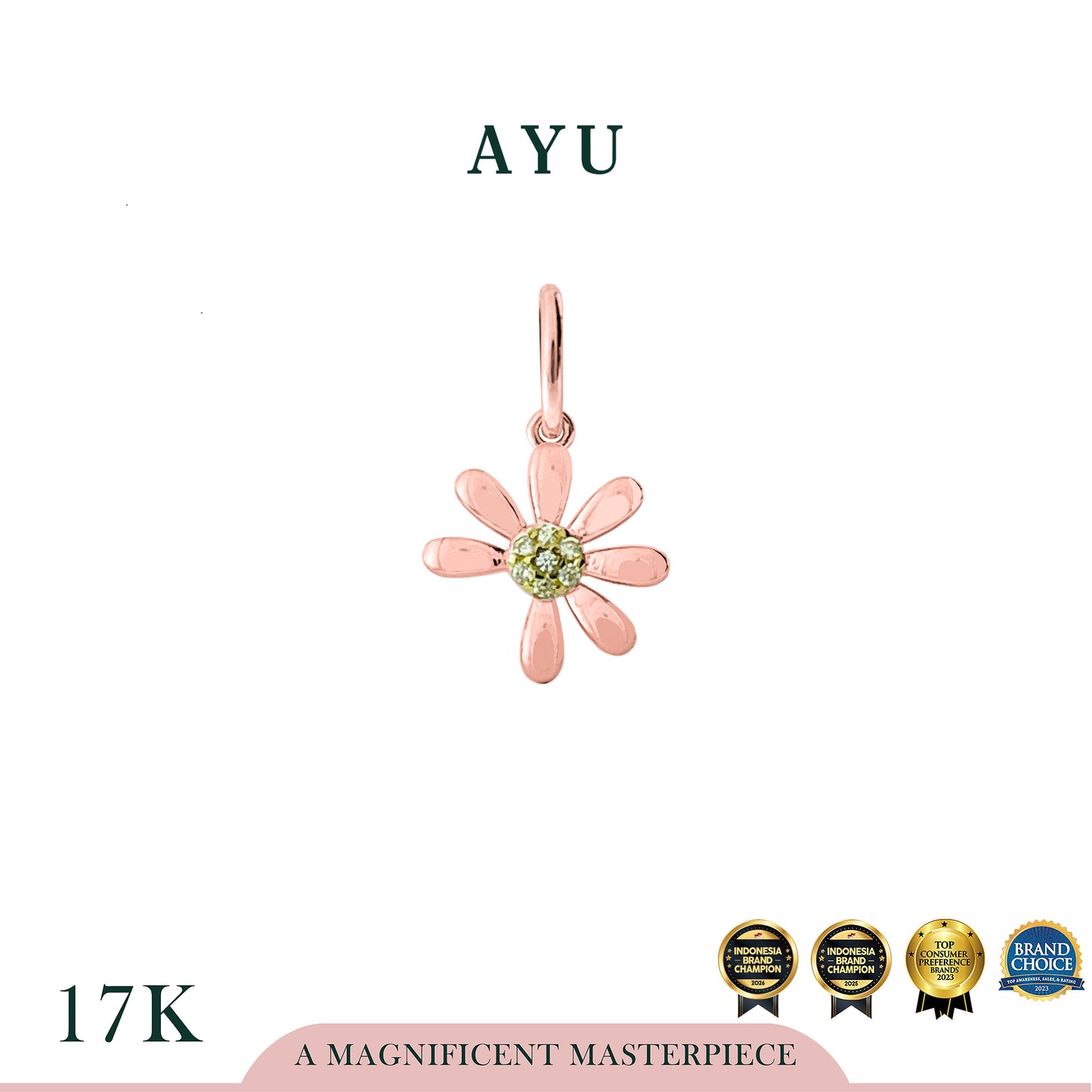 AYU Liontin Emas - Small Golden G Daisy Pendant 17k Rose & White Gold