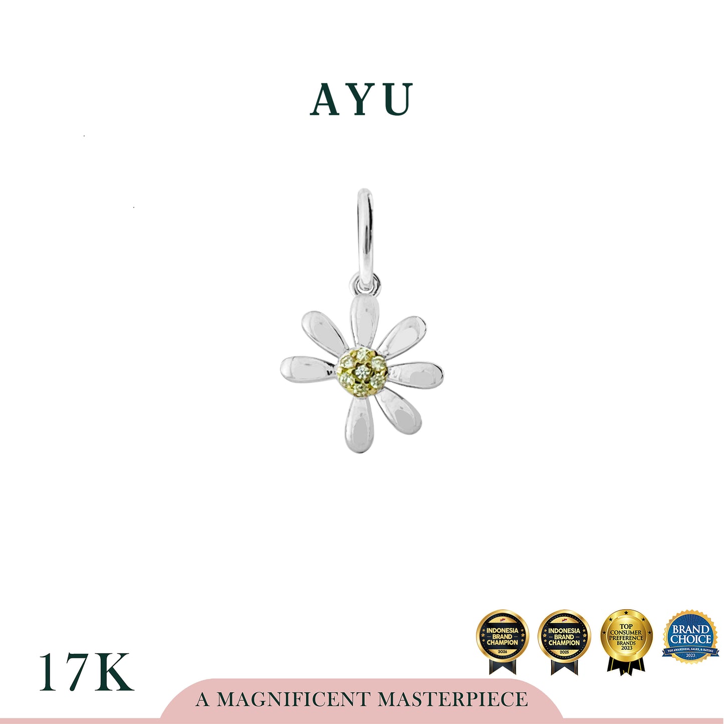 AYU Liontin Emas - Small Golden G Daisy Pendant 17k Rose & White Gold